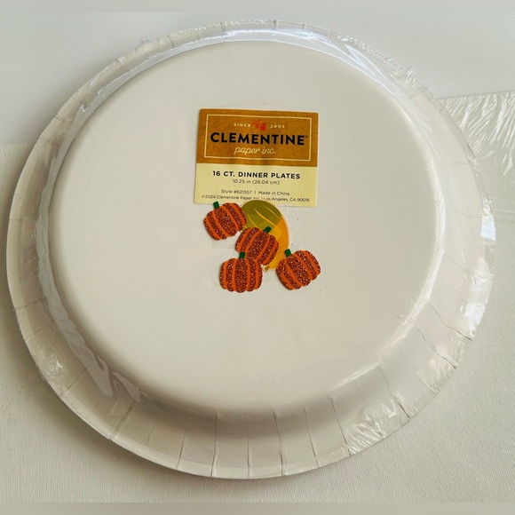 New 16 Paper Dinner Plates Pumpkin Pumpkins Clementine Paper Fall Thanksgiving - Picture 8 of 9